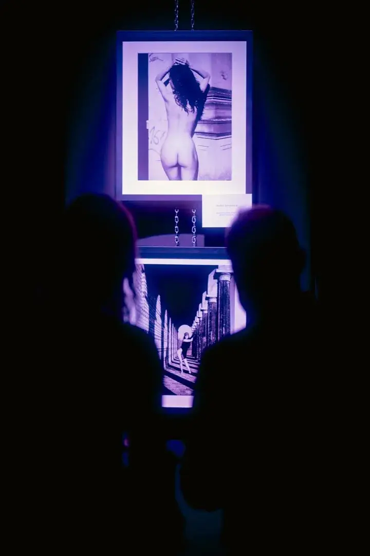 Eine Silhouette vor einem immersiven digitalen Werk